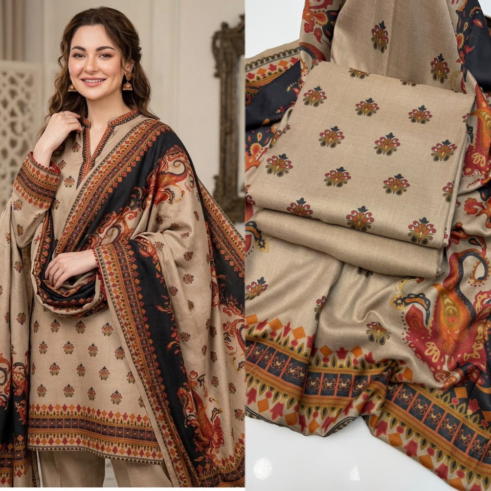 kalamkari Pashmina wool Dress