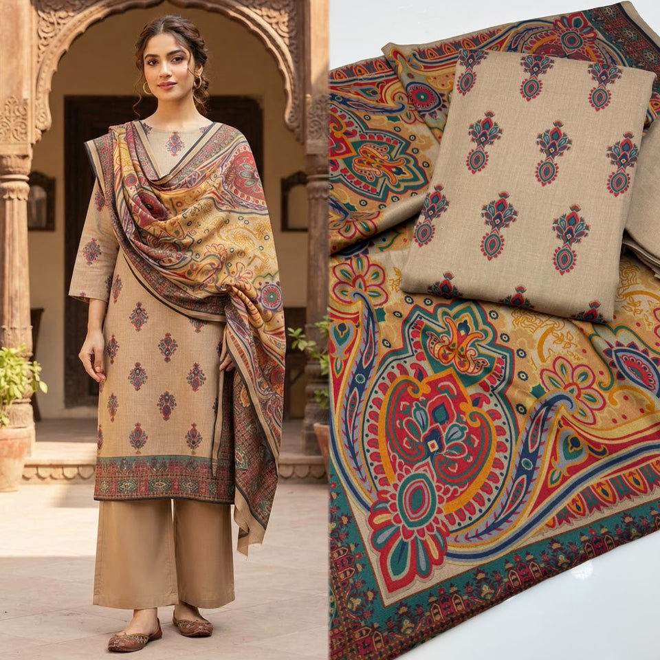 kalamkari Pashmina wool Dress