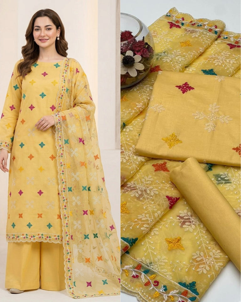 Lanw Embroidery 3 pc Dress